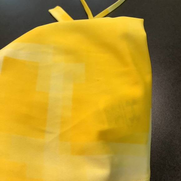 Under Armour Yellow Pixel Ombré Athlettic Tankini Swimsuit Top Halter Tie Dye - Picture 7 of 14